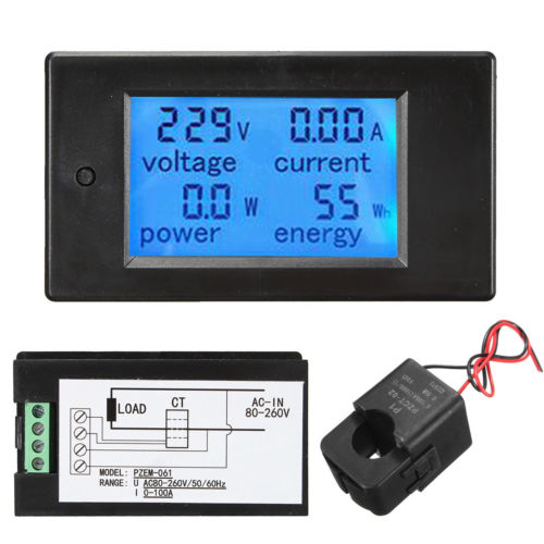 Vatimetro contador medidor de energía 110-220vac 22kw bobina split
